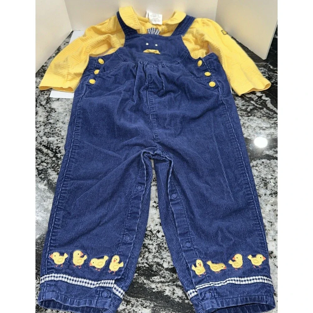 Vintage 90's Buster Brown Size 24M Farm Corduroy Overalls Set Baby Chick Rare